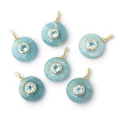 12mm Aquamarine Coin with Bezeled Aqua Inlay 1 Pendant - Beadsofcambay.com
