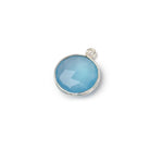 12mm Silver Bezel Santorini Blue Chalcedony Coin Pendant 1 piece - Beadsofcambay.com