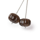 12mm Smoky Quartz Carved Melon Focals Set of 2 Beads - Beadsofcambay.com