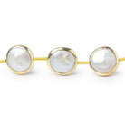12mm Vermeil Bezel Off White Coin Pearl Strand 12 Beads - Beadsofcambay.com