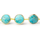 12mm Vermeil Bezel Turquoise Faceted Coin Strand 10 Beads - Beadsofcambay.com