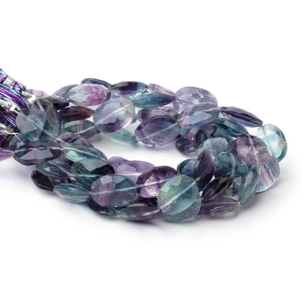 12x10-14x11mm Multi Color Fluorite Faceted Oval Beads 8 inch 14 pieces - Beadsofcambay.com