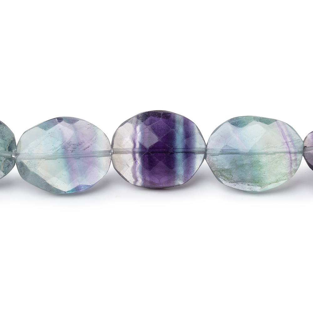 12x10-14x11mm Multi Color Fluorite Faceted Oval Beads 8 inch 14 pieces - Beadsofcambay.com