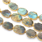 12x10 - 17x13mm Gold Leafed Labradorite Plain Slice Strand 7 Beads - Beadsofcambay.com