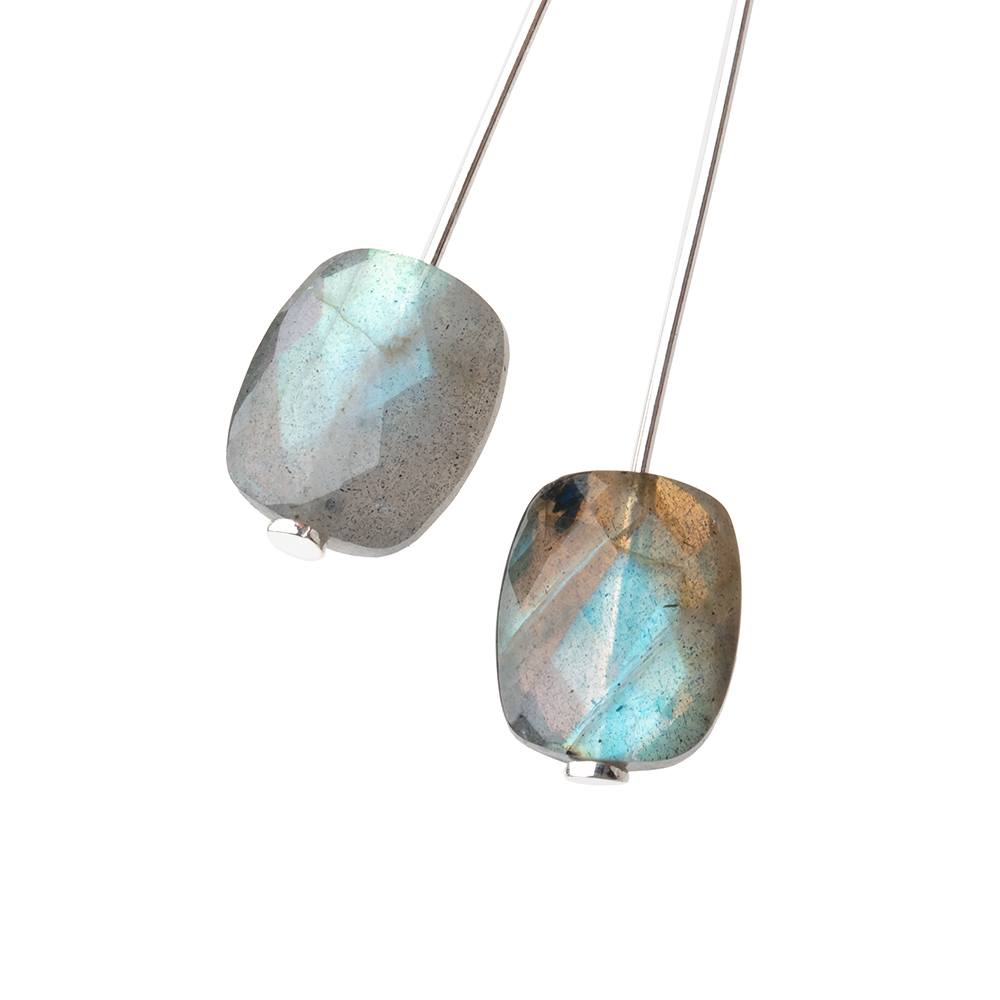 12x10mm Labradorite Faceted Rectangle Focal Set of 2 Beads AA 1mm hole - Beadsofcambay.com
