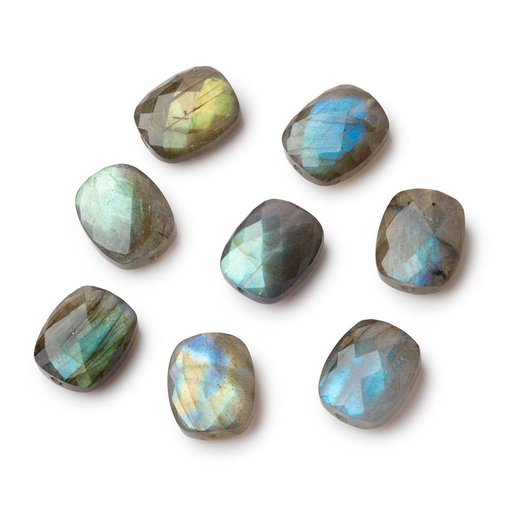 12x10mm Labradorite Faceted Rectangle Focals Set of 2 Beads AA 1mm hole - Beadsofcambay.com