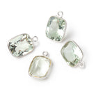 12x10mm Sterling Silver Bezel Prasiolite Pavilion Faceted Rectangle 1 Pendant - Beadsofcambay.com