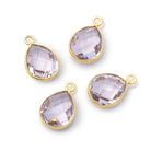 12x11mm Vermeil Bezel Pink Amethyst Faceted Pear Pendant 1 piece - Beadsofcambay.com