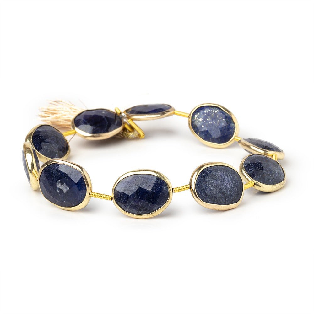 12x15 - 13x16mm Vermeil Bezel Sapphire Faceted Nugget Strand 9 Beads - Beadsofcambay.com