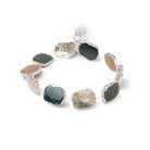 12x15mm Silver Leaf Ocean Jasper Plain Slice Strand 9 Beads - Beadsofcambay.com