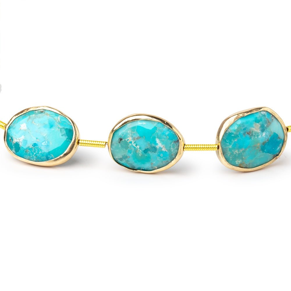 12x15mm Vermeil Bezel Turquoise Faceted Nugget Strand 9 Beads - Beadsofcambay.com