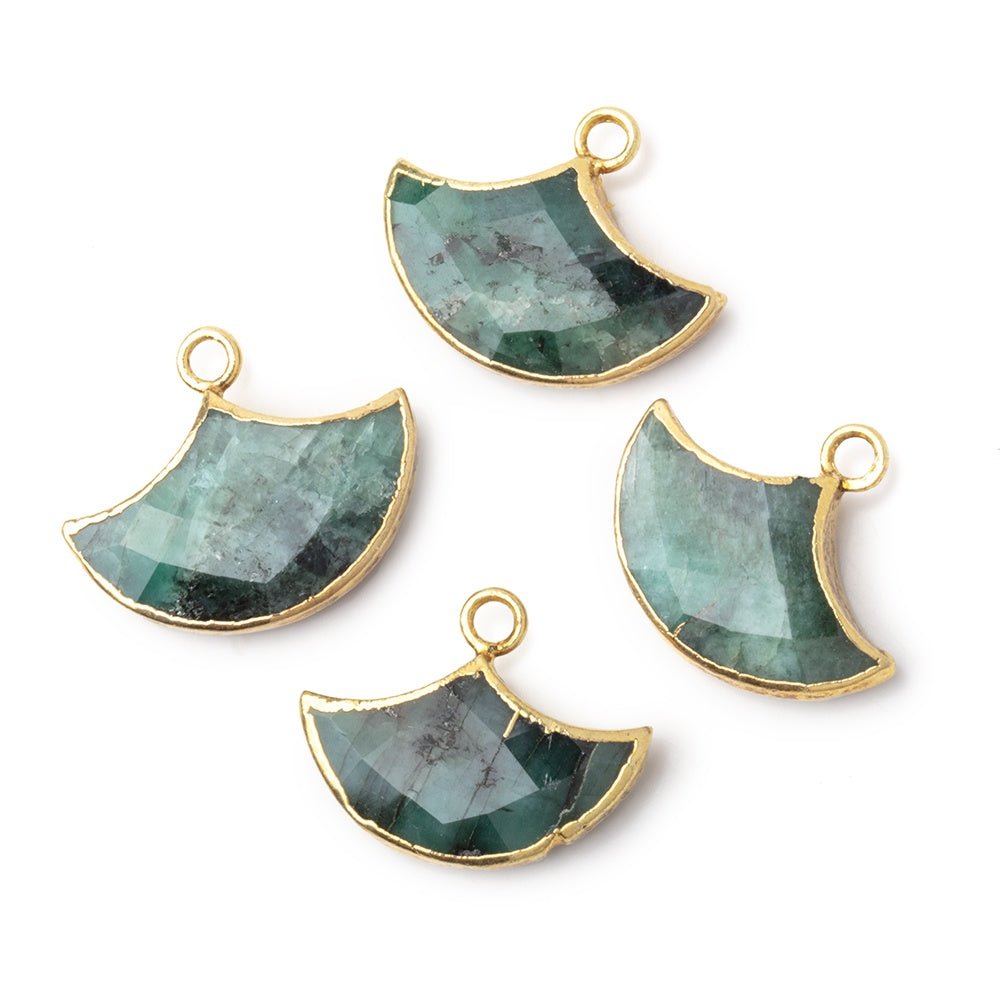12x18mm Gold Leafed Emerald Faceted Fan Focal Pendant 1 piece - Beadsofcambay.com