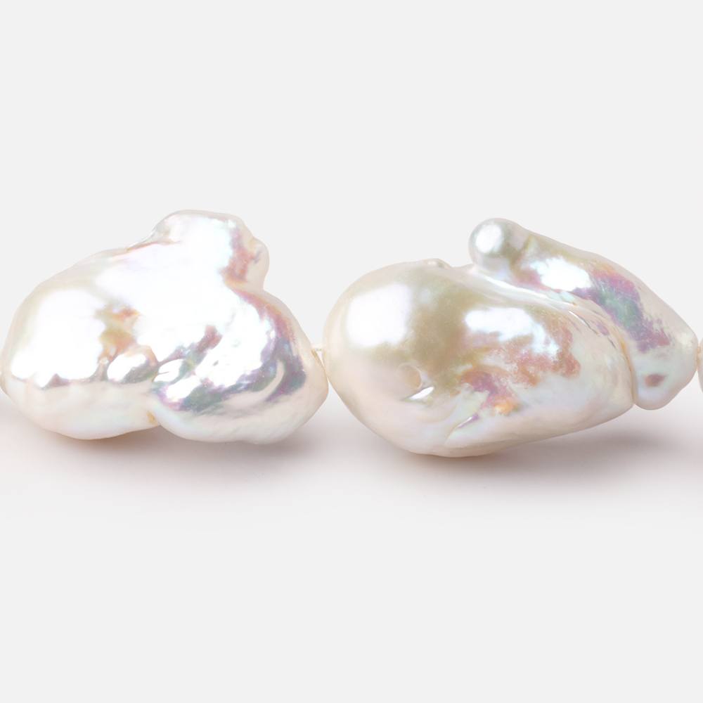 12x20 - 14x26mm Creamy White Ultra Baroque Freshwater Pearls 15 inch 16 Beads AA - Beadsofcambay.com