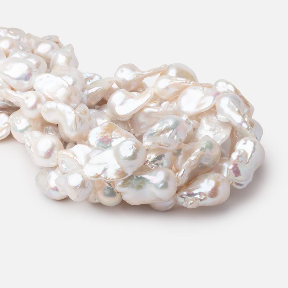 12x20 - 14x26mm Creamy White Ultra Baroque Freshwater Pearls 15 inch 16 Beads AA - Beadsofcambay.com
