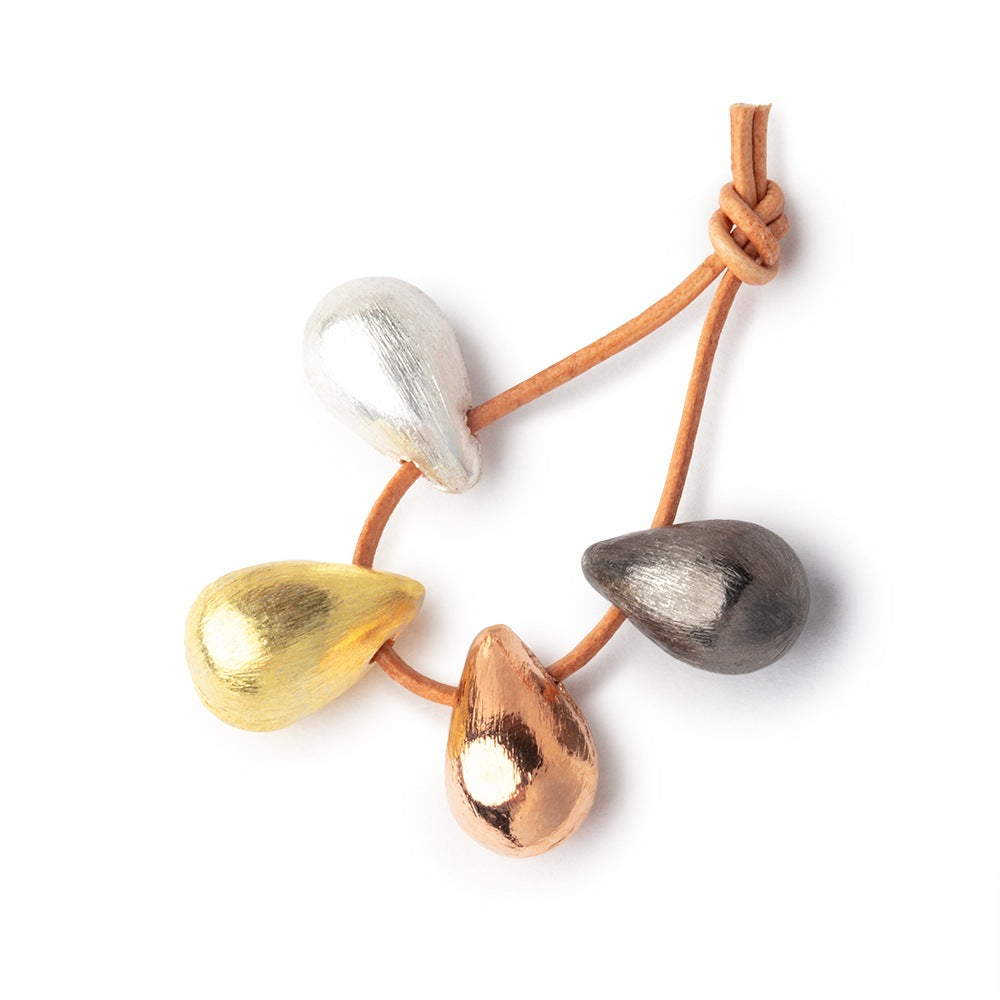 12x7mm Brushed Tear Drop Bead Set of 6 - BeadsofCambay.com