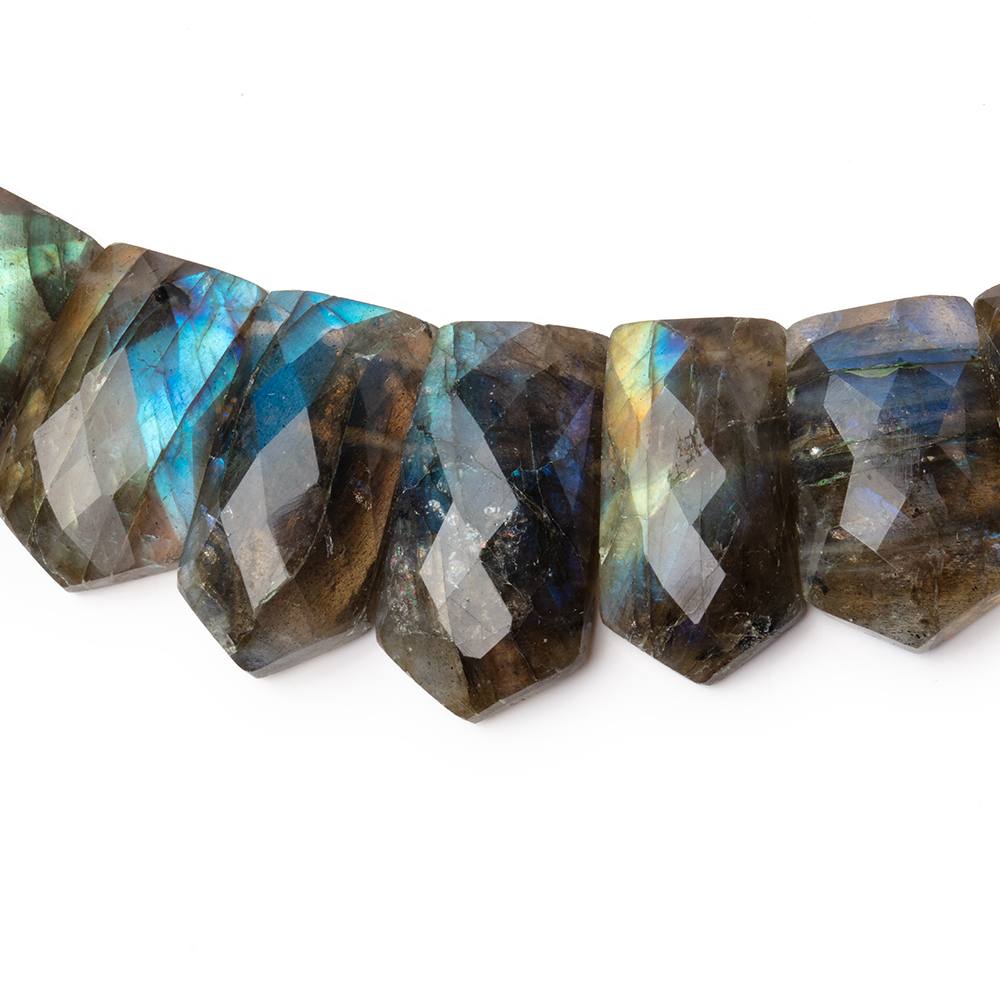 12x8 - 23x12mm Labradorite double drilled faceted fancy shape collar 44 beads - Beadsofcambay.com