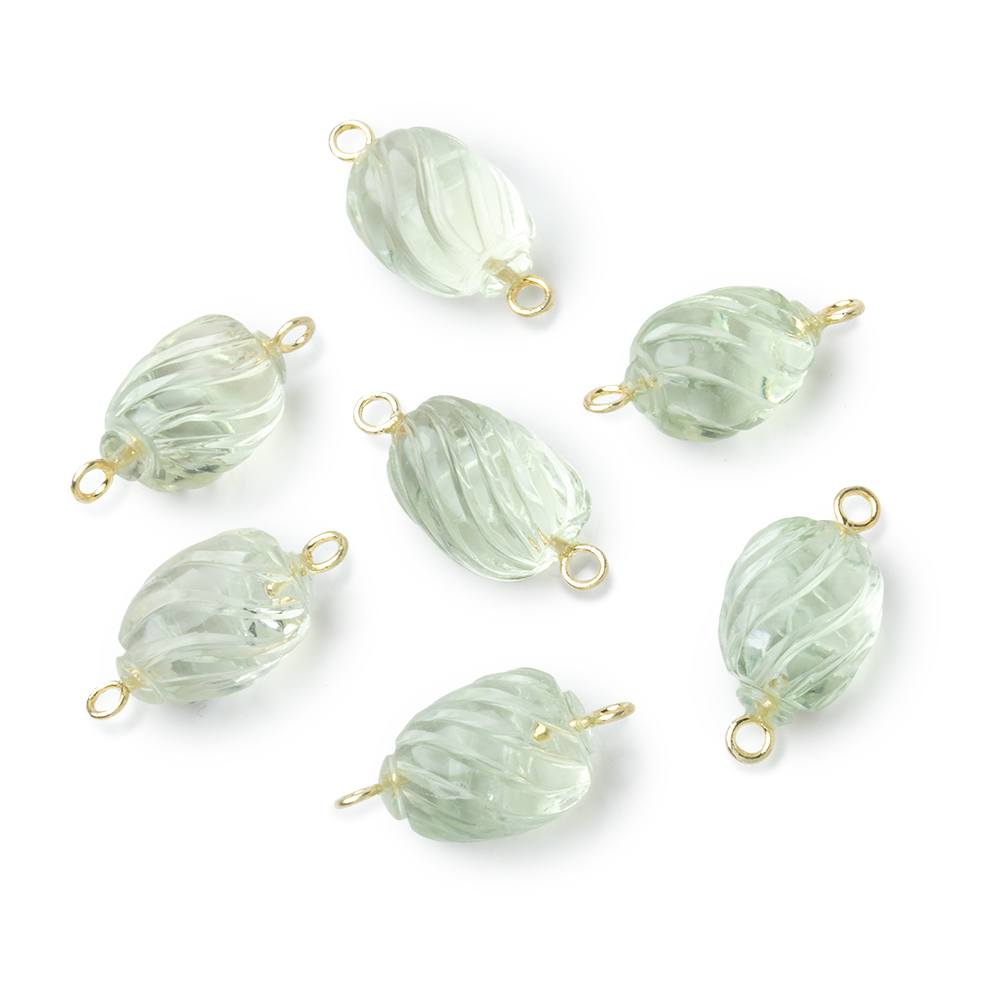 12x8mm Prasiolite Carved Oval Connector 1 piece - Beadsofcambay.com