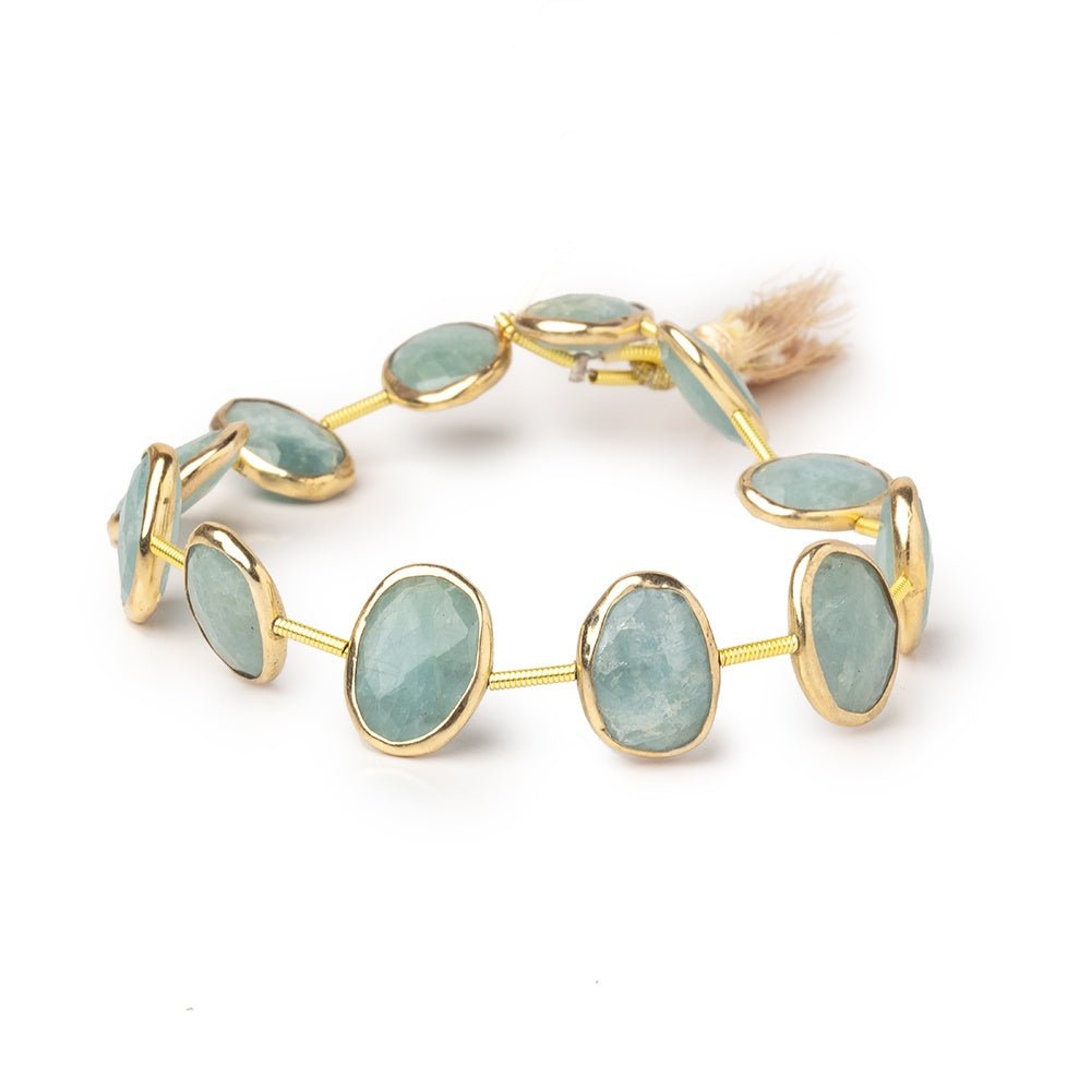 12x9 - 14x11mm Vermeil Bezel Aquamarine Faceted Nugget Strand 11 Beads - Beadsofcambay.com