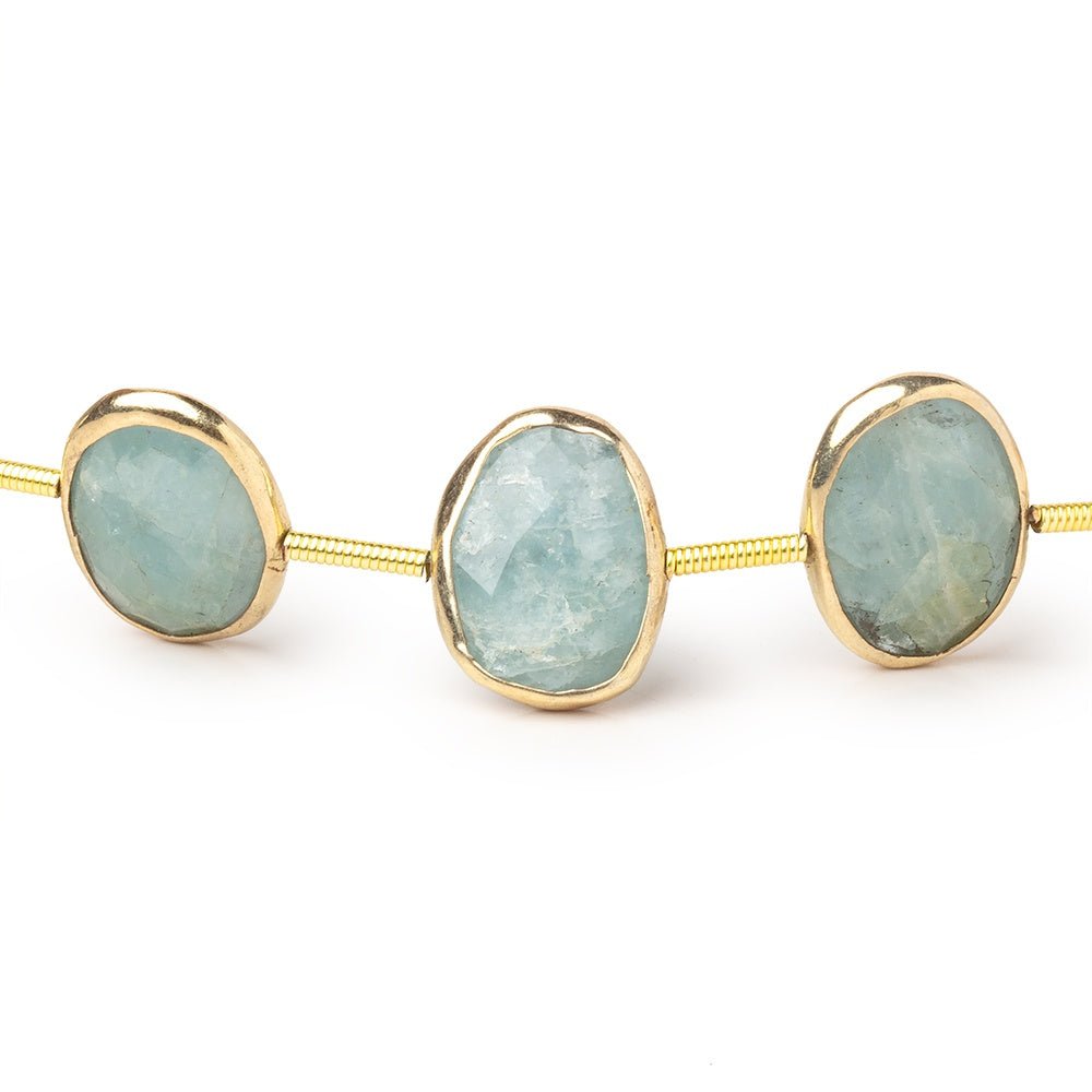 12x9 - 14x11mm Vermeil Bezel Aquamarine Faceted Nugget Strand 11 Beads - Beadsofcambay.com