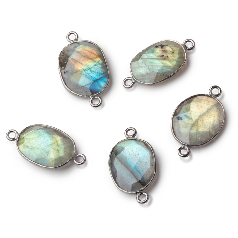 12x9 - 16x12mm Black Gold Over .925 Bezel Labradorite Nugget 1 Connector - Beadsofcambay.com