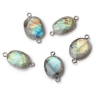 12x9 - 16x12mm Black Gold Over .925 Bezel Labradorite Nugget 1 Connector - Beadsofcambay.com