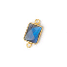 12x9mm Vermeil Bezel Labradorite Faceted Rectangle with Blue Flash 1 Connector - Beadsofcambay.com