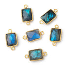 12x9mm Vermeil Bezel Labradorite Faceted Rectangle with Blue Flash 1 Connector - Beadsofcambay.com