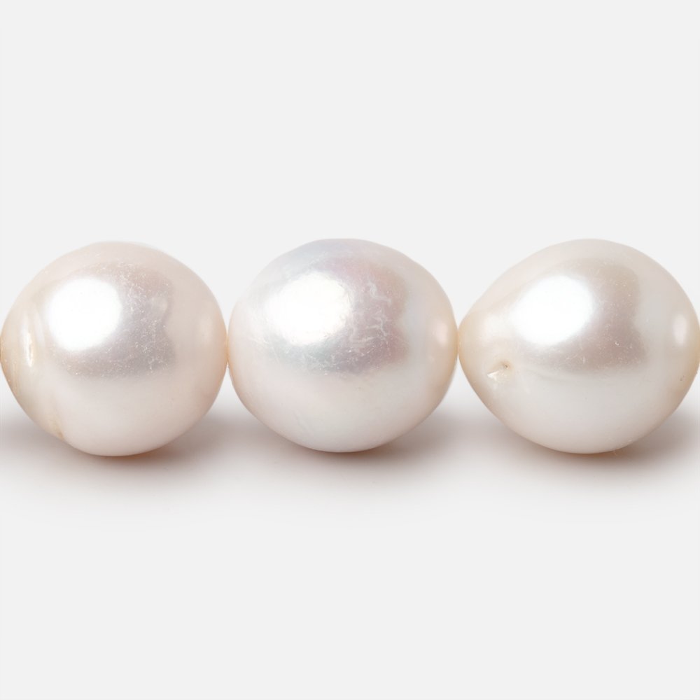 13 - 14.5mm Off White Baroque Freshwater Pearls 16 inch 29 pieces - Beadsofcambay.com