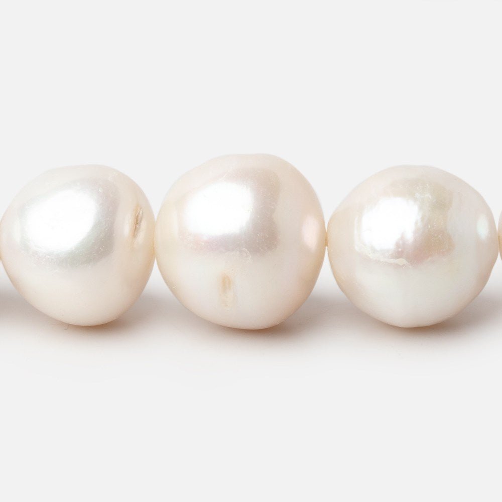 13 - 14.5mm Off White Baroque Freshwater Pearls 16.5 inch 31 pieces - Beadsofcambay.com