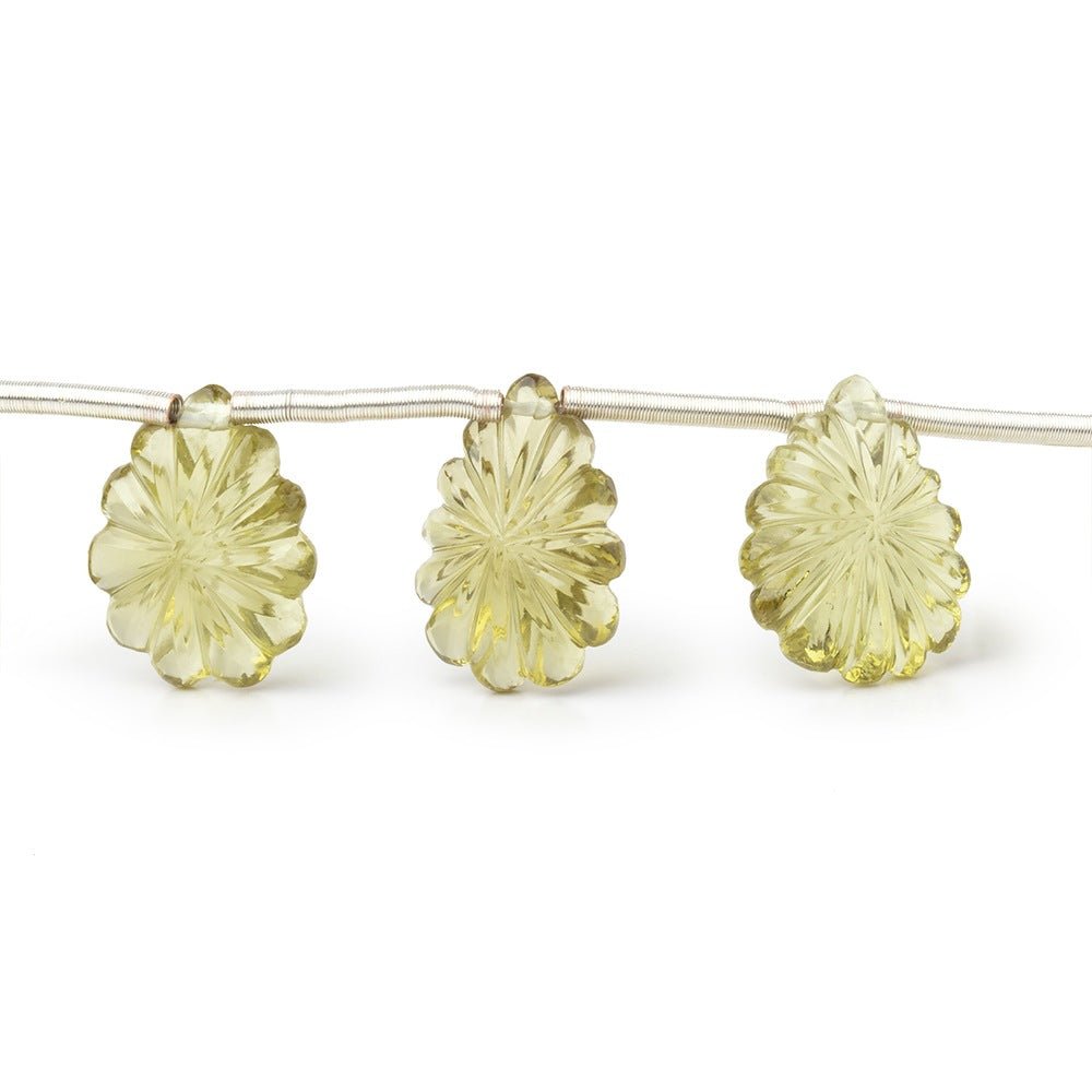 13 - 14.5mm Olive Quartz Carved Pear Beads 6.5 inch 10 pieces - Beadsofcambay.com