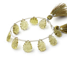 13 - 14.5mm Olive Quartz Carved Pear Beads 6.5 inch 10 pieces - Beadsofcambay.com