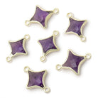 13 - 14mm Gold Leaf Amethyst 4 Point Star Focal 2 Ring Connector - Beadsofcambay.com