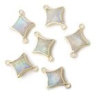 13 - 14mm Gold Leaf Rainbow Moonstone 4 Point Star Focal 2 Ring Connector - Beadsofcambay.com