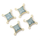 13 - 14mm Gold Leafed Aquamarine 4 Point Star Focal 4 Ring Connector - Beadsofcambay.com