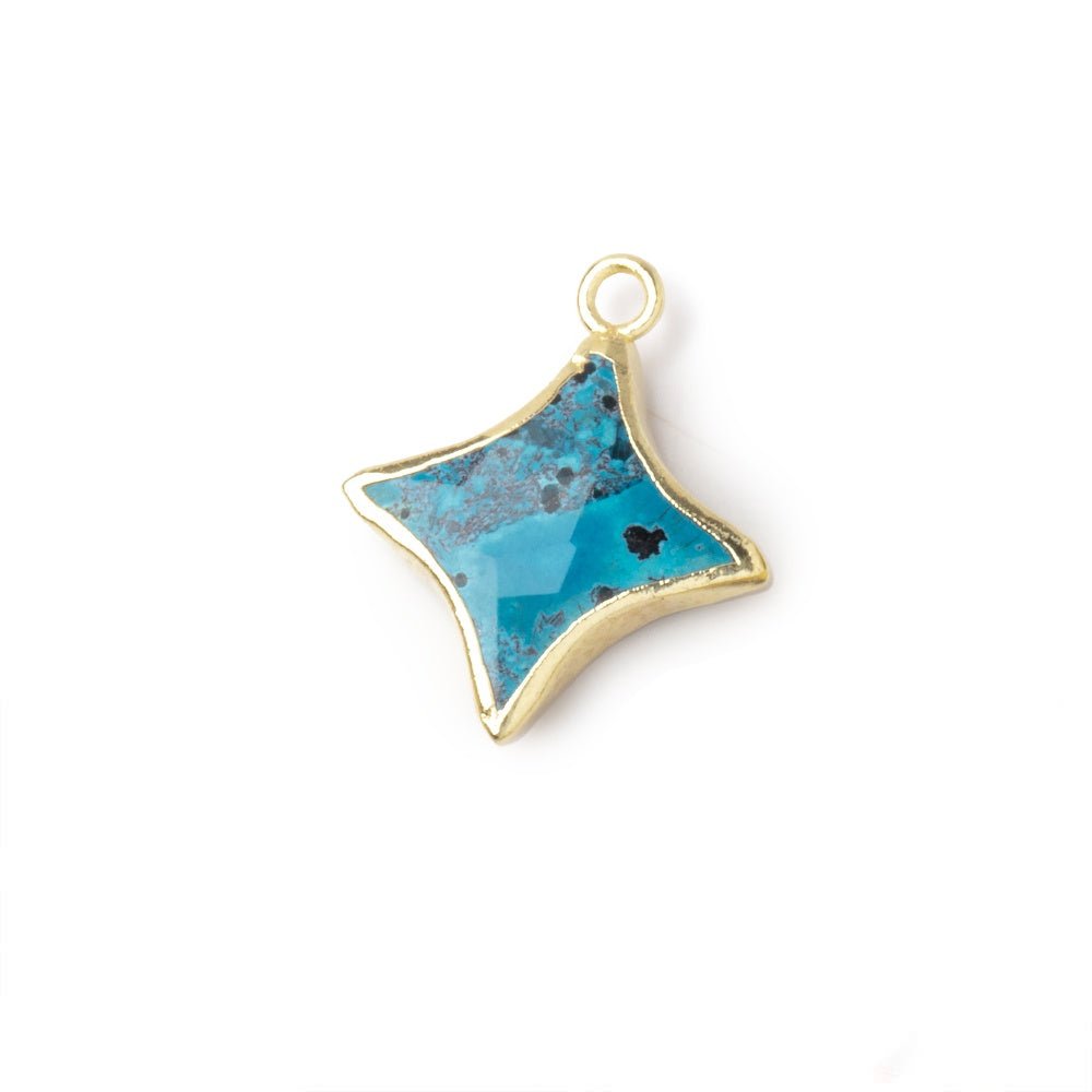 13-14mm Gold Leafed Chrysocolla 4 Point Star Focal Pendant 1 piece - Beadsofcambay.com