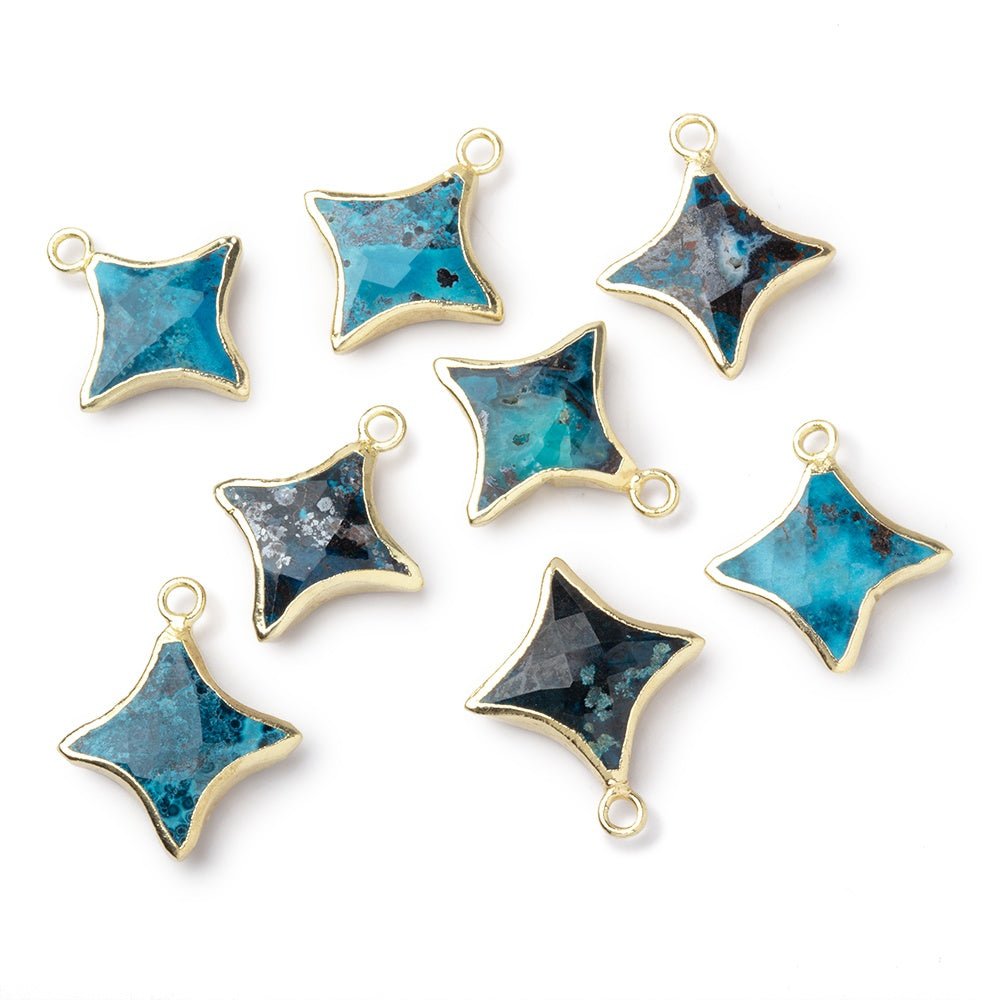 13-14mm Gold Leafed Chrysocolla 4 Point Star Focal Pendant 1 piece - Beadsofcambay.com