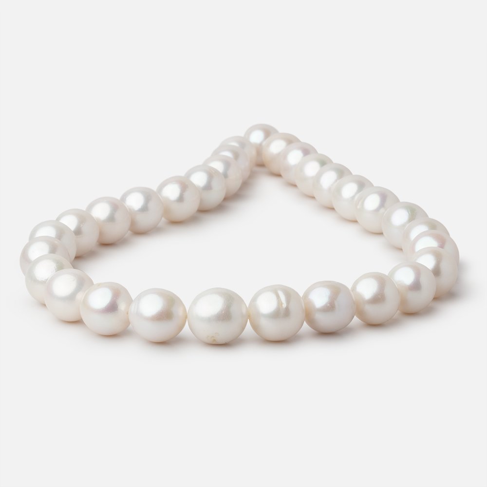 13 - 14mm White Baroque Freshwater Pearls 16 inch 30 Beads AA - Beadsofcambay.com