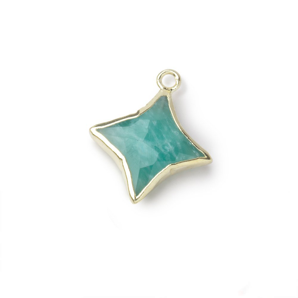 13-15mm Gold Leafed Amazonite 4 Point Star Focal Pendant 1 piece - Beadsofcambay.com