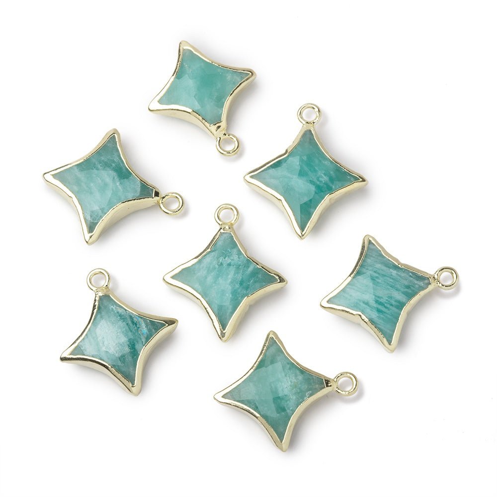 13-15mm Gold Leafed Amazonite 4 Point Star Focal Pendant 1 piece - Beadsofcambay.com