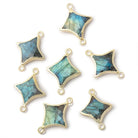 13 - 15mm Gold Leafed Labradorite 4 Point Star Focal 2 Ring Connector - Beadsofcambay.com
