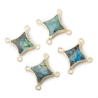 13 - 15mm Gold Leafed Labradorite 4 Point Star Focal 4 Ring Connector - Beadsofcambay.com