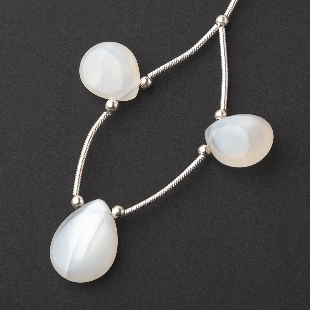 13-18mm White Moonstone Plain Pear Focal Set of 3 Beads - Beadsofcambay.com