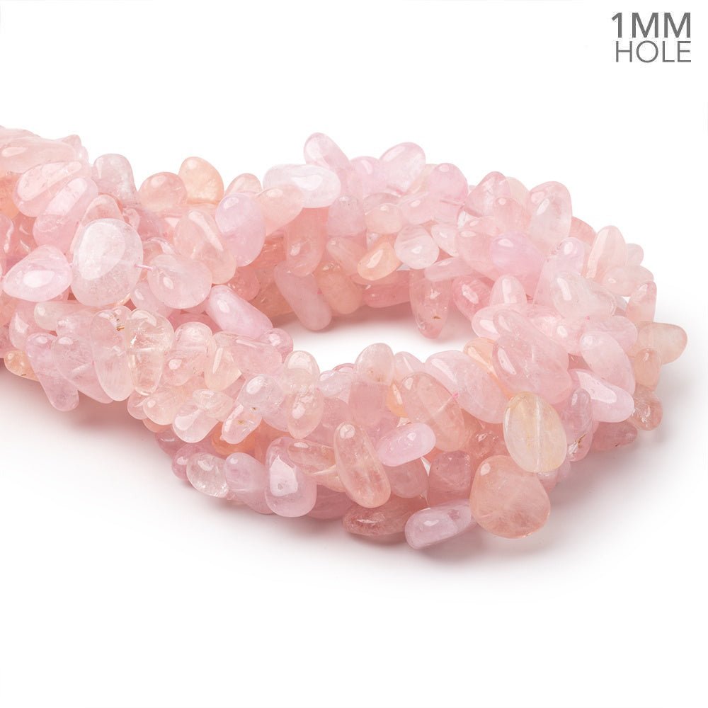 13 - 20mm Morganite Plain Nugget 15.5 inch 35 Beads 1mm Drill Hole - Beadsofcambay.com