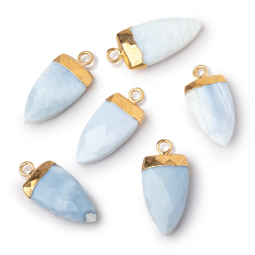 20x10mm Gold Leafed Owyhee Blue Opal faceted Point Pendant 1 piece - BeadsofCambay.com