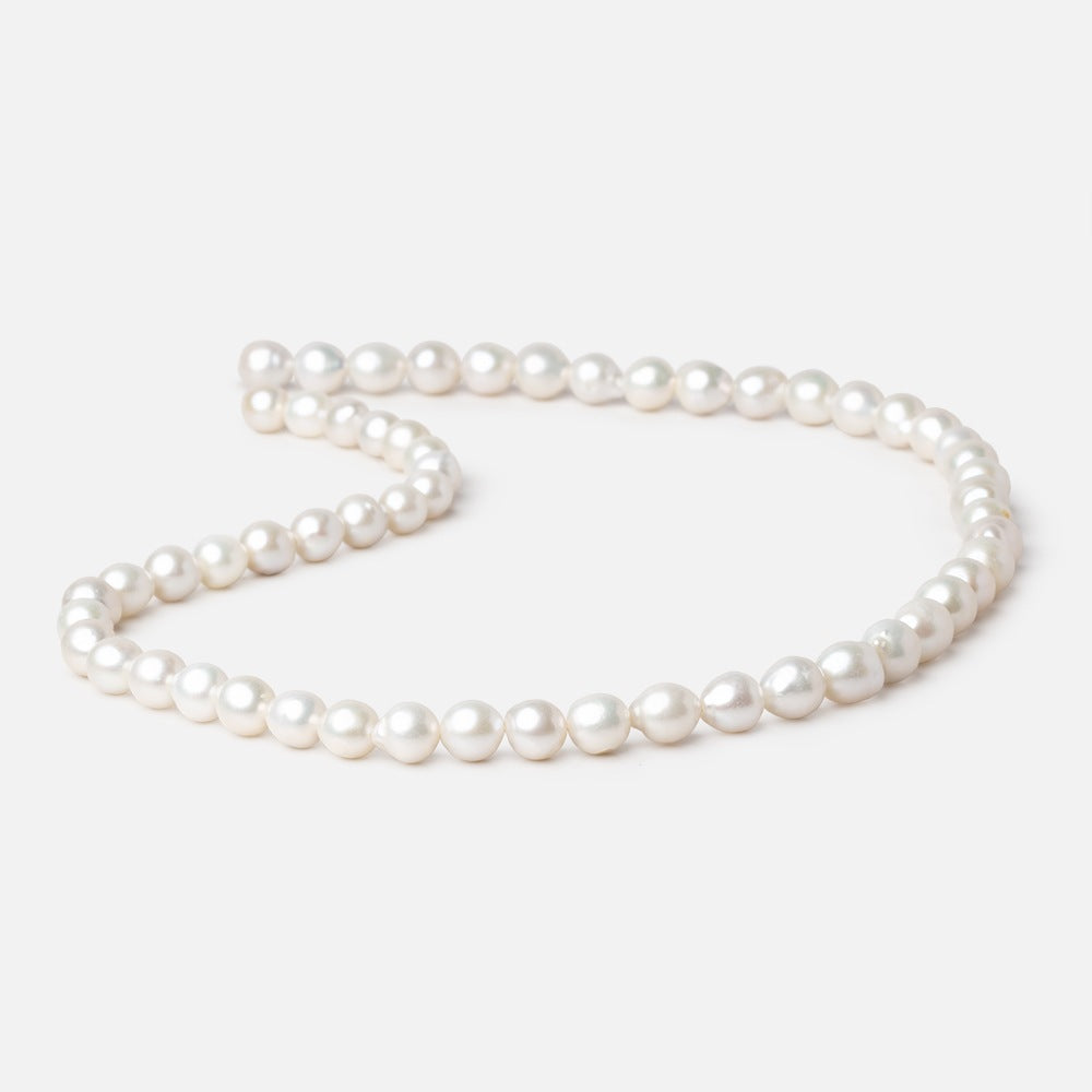 6x6-8x6.5mm White Petite Ultra Baroque Freshwater Pearls 16 inch 57 pieces - BeadsofCambay.com