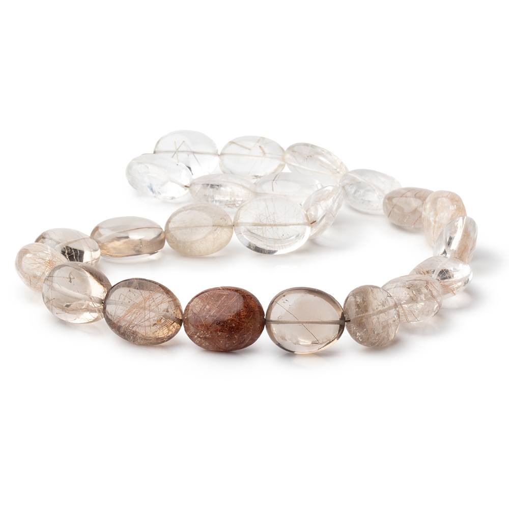 16.5x13.5-18x14mm Rutilated Quartz Plain Oval 16 inch 23 Beads - BeadsofCambay.com