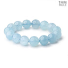 13mm Aquamarine Plain Round 8 inch 16 Beads with a 1mm Hole AA - Beadsofcambay.com