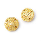 13mm Floral Design Coin Set of 2 Beads - Beadsofcambay.com