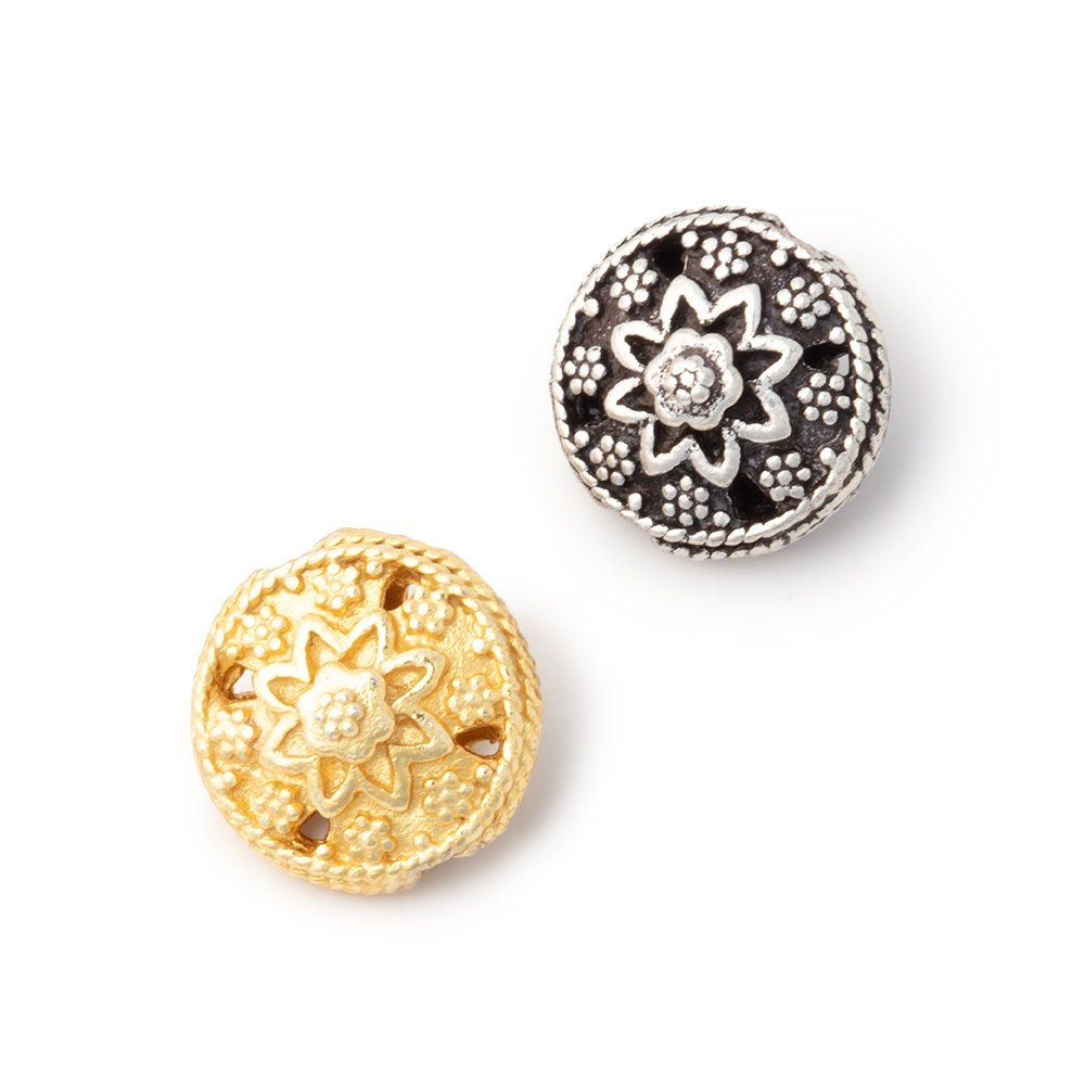 13mm Floral Design Coin Set of 2 Beads - Beadsofcambay.com
