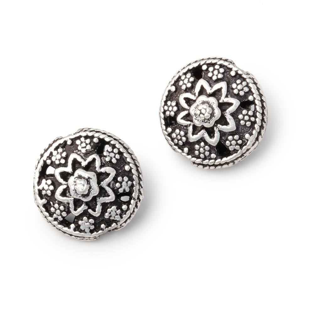 13mm Floral Design Coin Set of 2 Beads - Beadsofcambay.com